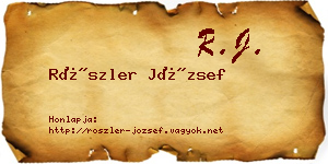 Röszler József névjegykártya